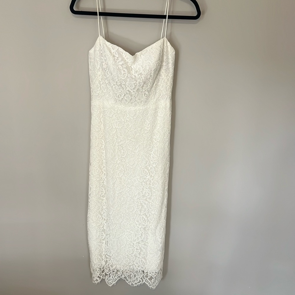 Jenny Yoo Collection White Lace Midi Dress